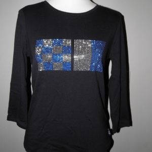 Saint James Blue Shirt 3/4 sleeves Nautical Flags Size 8